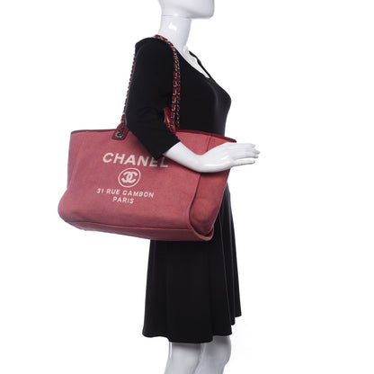 Chanel Canvas Medium Deauville Tote Red 2 of 10