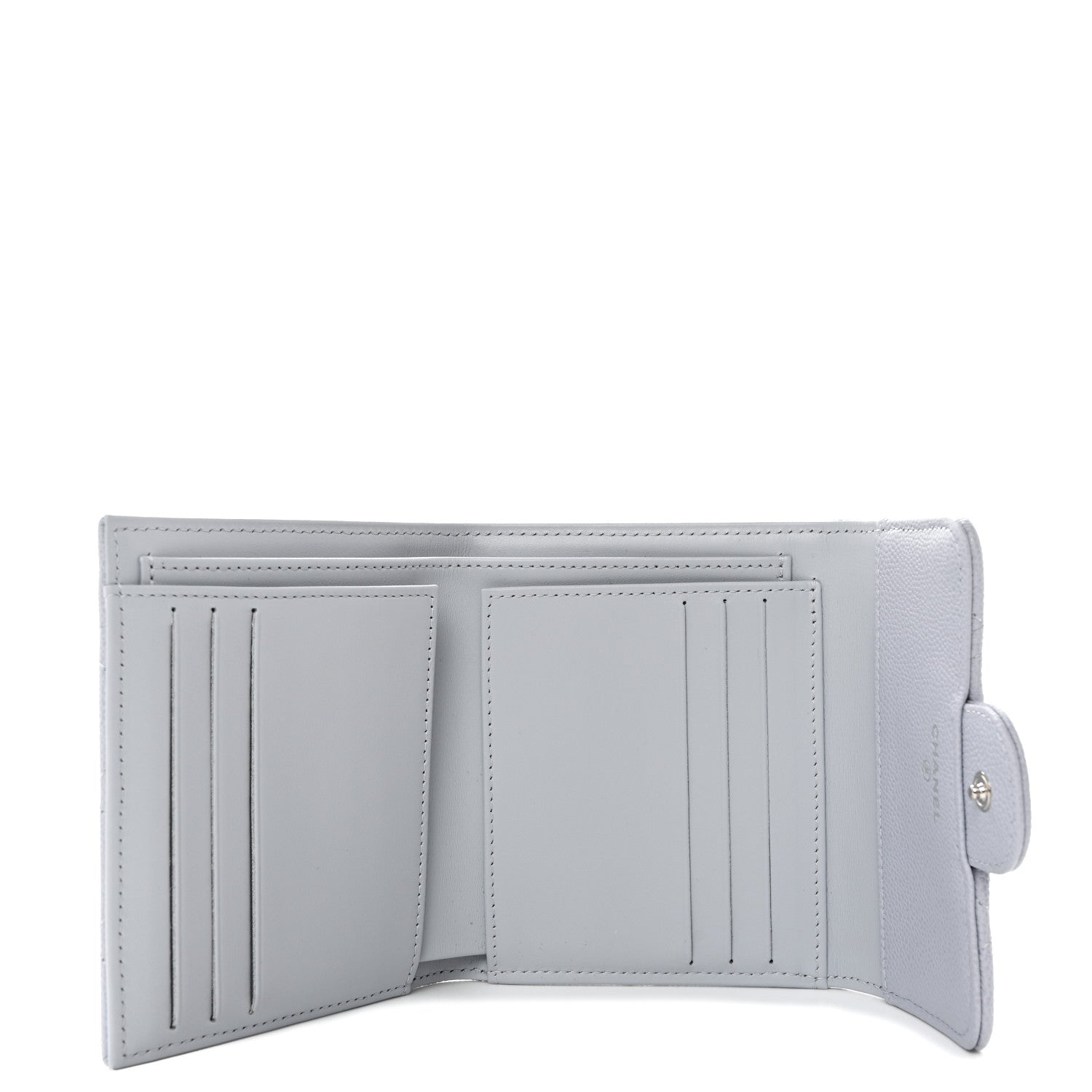 Chanel Caviar Quilted Compact Flap Wallet Light Grey 5 of 9