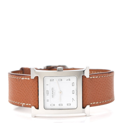 Hermes Stainless Steel Epsom 26mm Heure H Hour Quartz Watch Gold 2 of 8