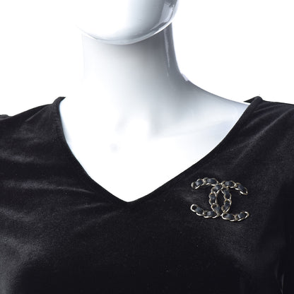 Chanel Lambskin Chain CC Brooch Black Gold 2 of 4