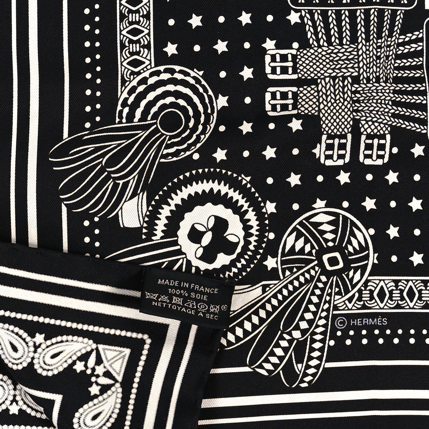 Silk Les Rubans Du Cheval Scarf 55 Black White