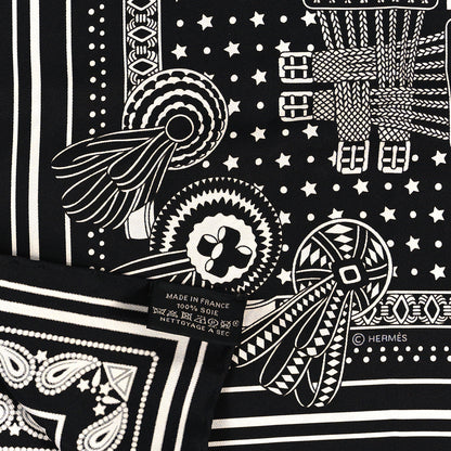 Hermes Silk Les Rubans Du Cheval Scarf 55 Black White 3 of 4