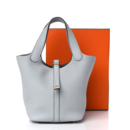 Hermes Taurillon Clemence Picotin Lock 18 PM Bleu Pale 10 of 10