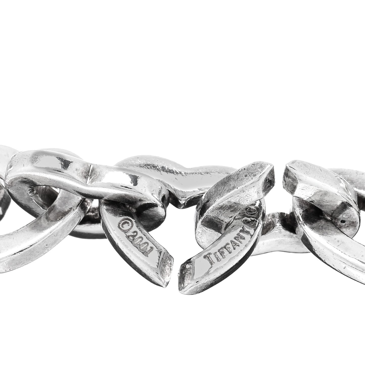 Sterling Silver 18K Yellow Gold Heart Links Bracelet