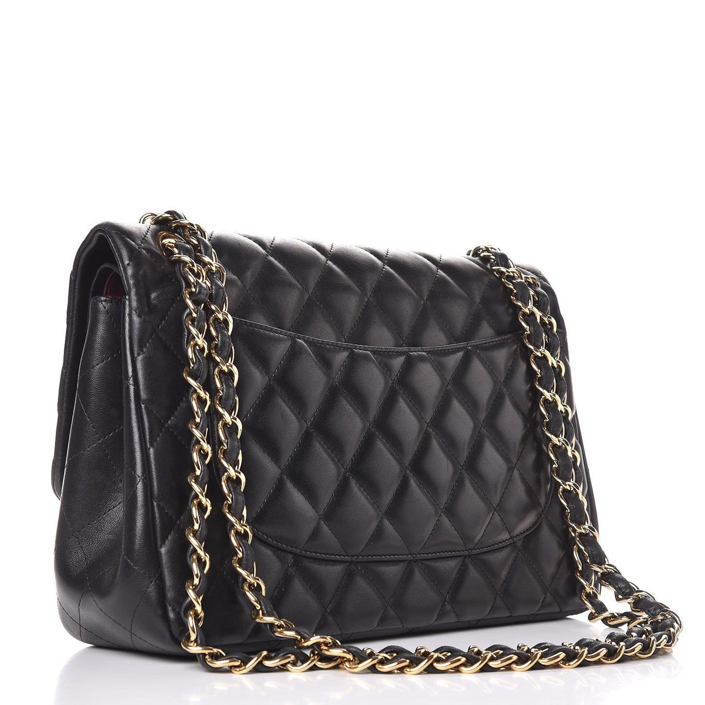Lambskin Quilted Jumbo Double Flap Black