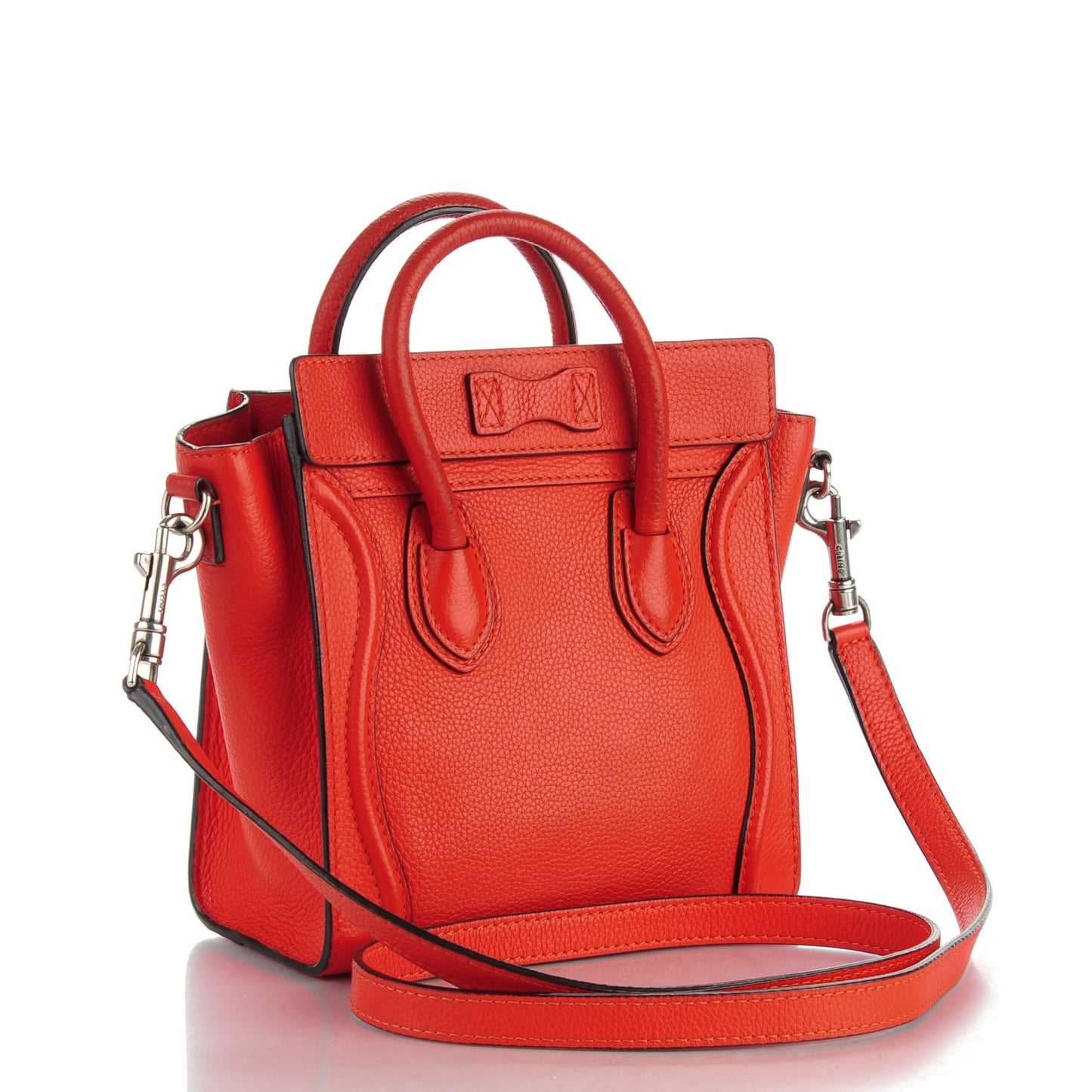 Drummed Calfskin Nano Luggage Vermillion