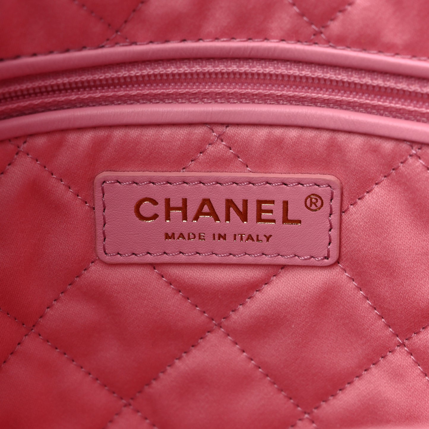 Shiny Calfskin Quilted Chanel 22 Drawstring Bag Light Pink