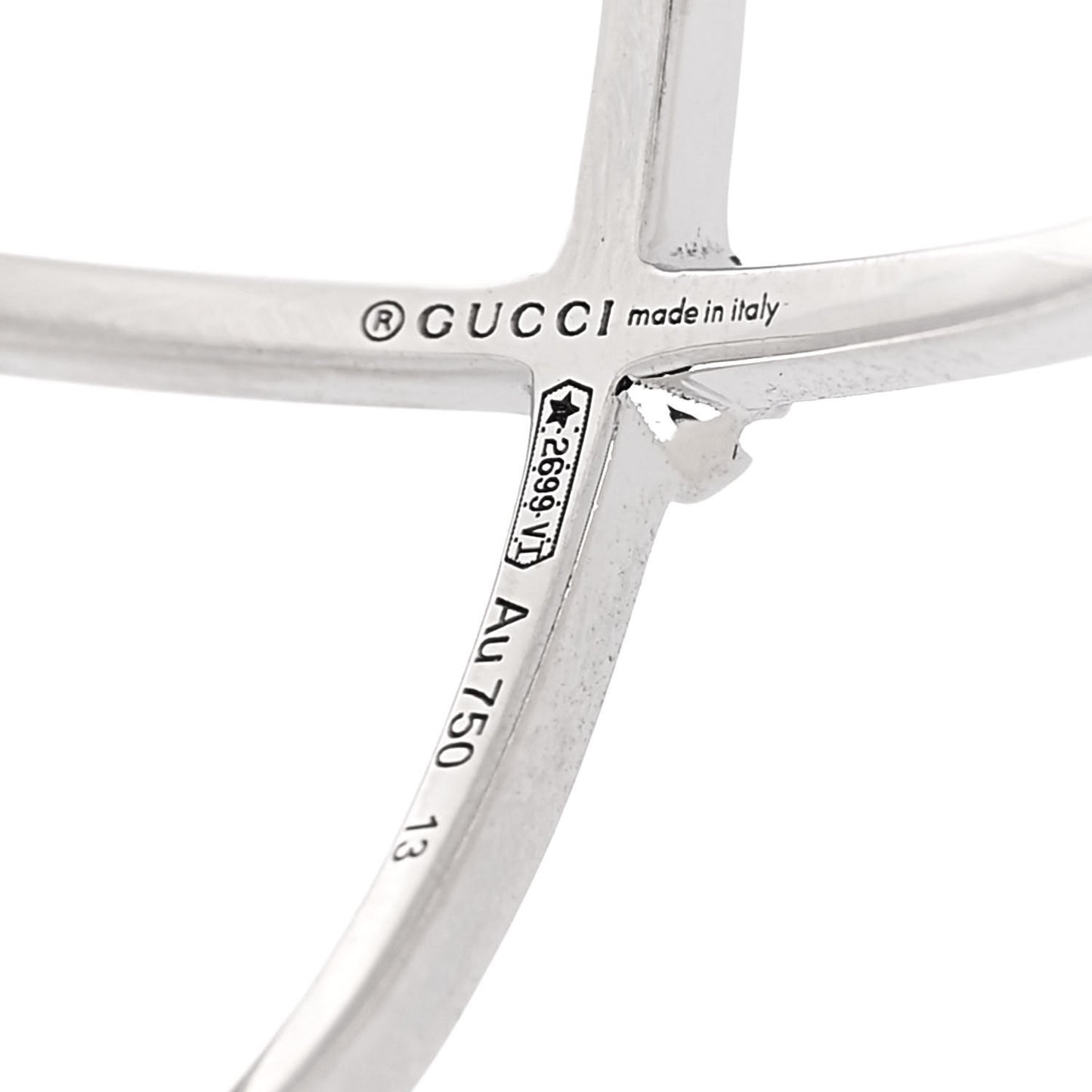 18K White Gold Diamond Running G Cross Ring 53 6.25