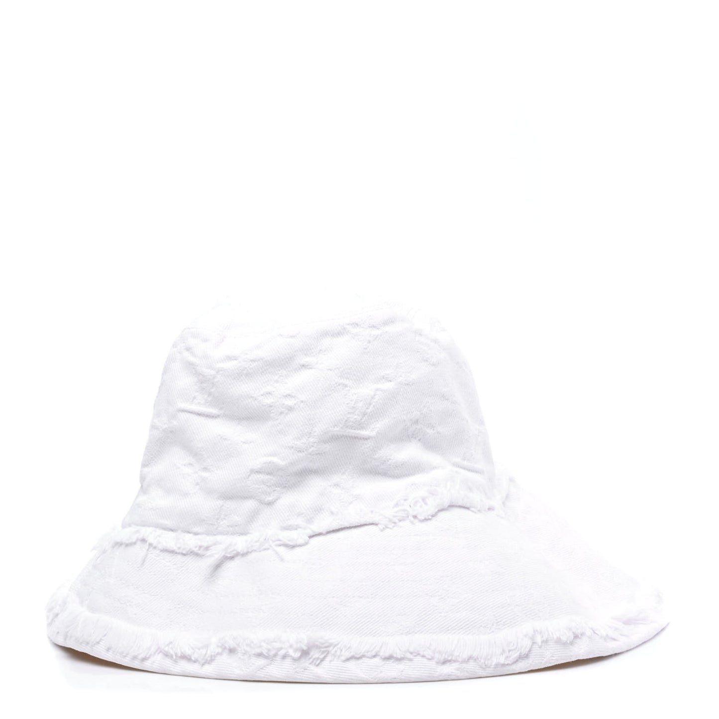 Monogram Denim Fringe Bucket Hat L White