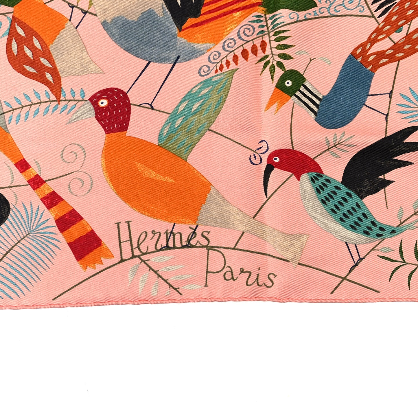 Silk Le Bal Des Oiseaux Scarf 90 Rose Multicolor