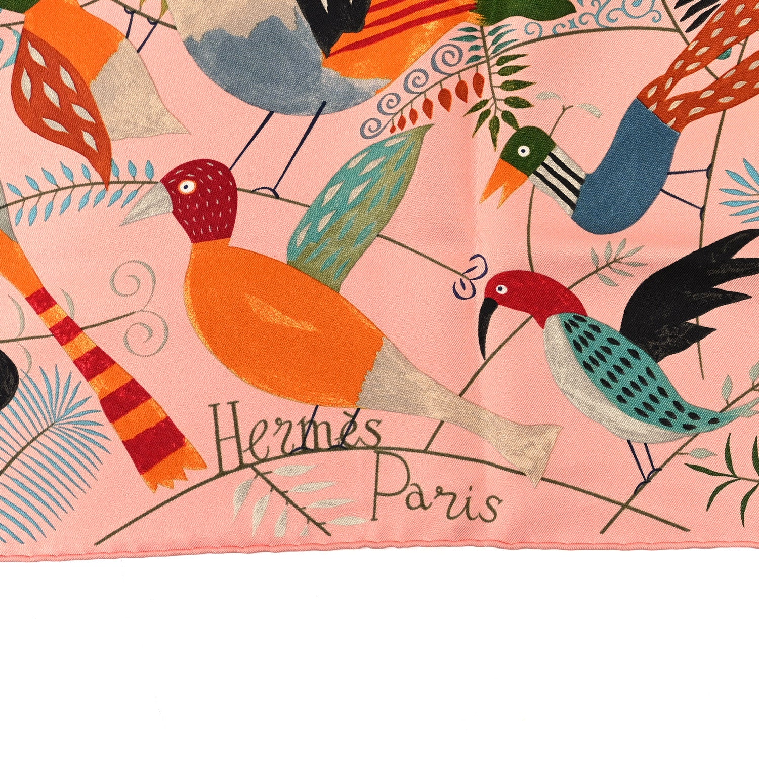 Hermes Silk Le Bal Des Oiseaux Scarf 90 Rose Multicolor 3 of 6