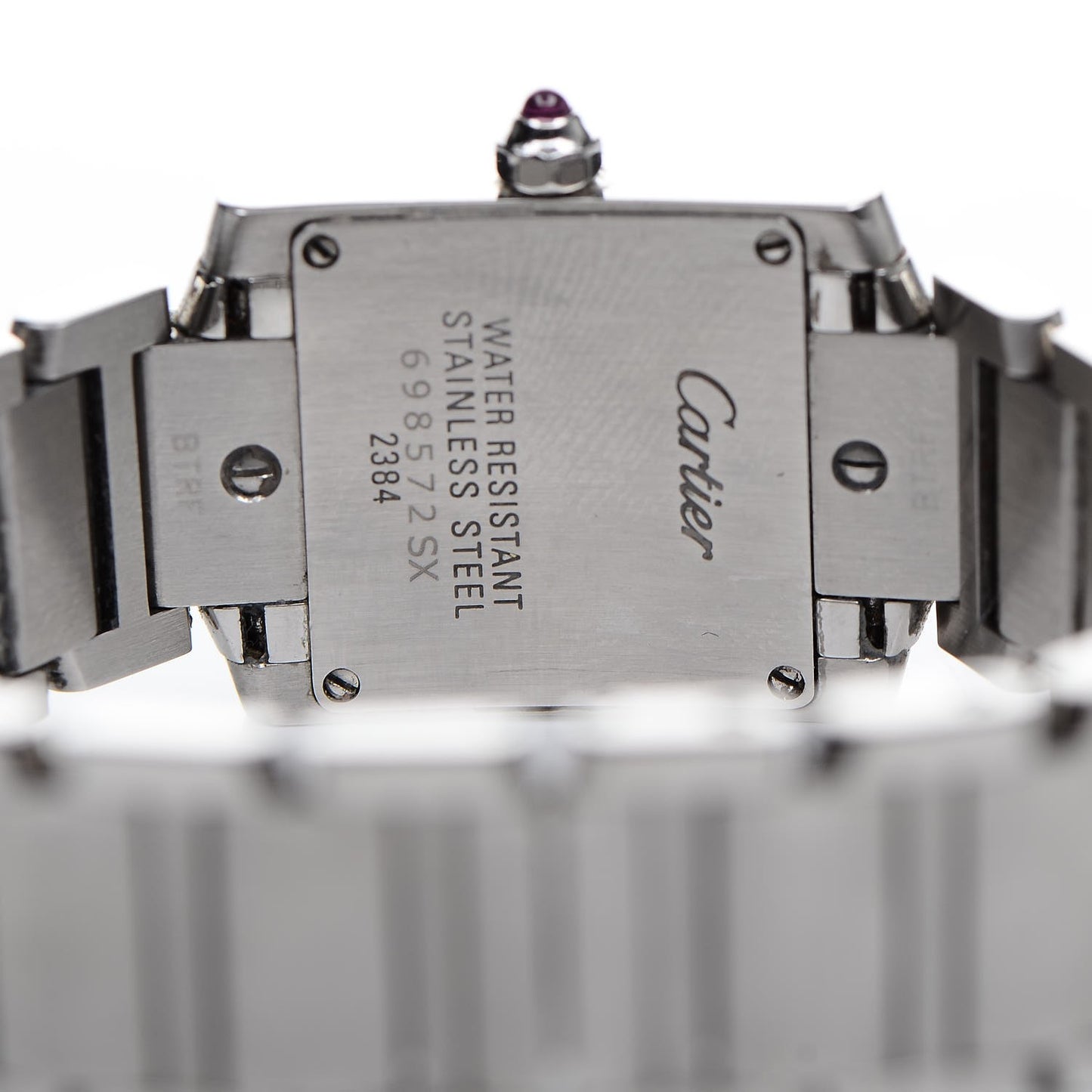 Stainless Steel Pink Mother of Pearl 20mm Tank Francaise Quartz Watch