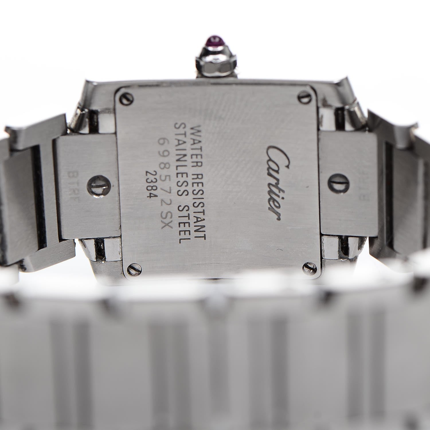 Cartier Stainless Steel Pink Mother of Pearl 20mm Tank Francaise Quartz Watch 5 of 9