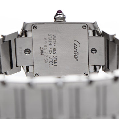Cartier Stainless Steel Pink Mother of Pearl 20mm Tank Francaise Quartz Watch 5 of 9
