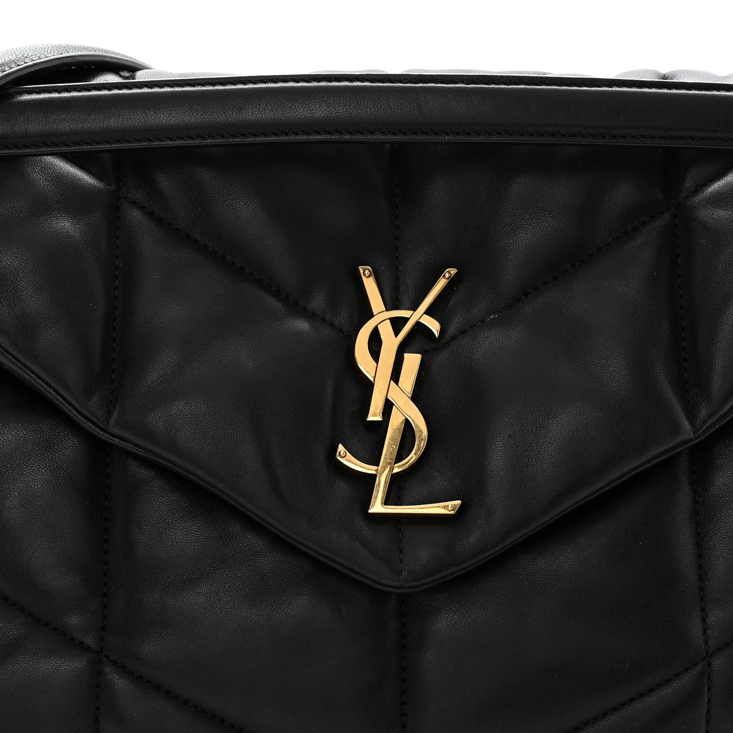 Saint Laurent Lambskin Quilted Medium Loulou Puffer Monogram Chain Satchel Black 7 of 9