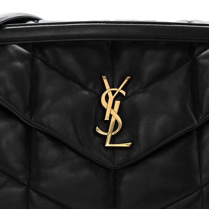 Saint Laurent Lambskin Quilted Medium Loulou Puffer Monogram Chain Satchel Black 7 of 9