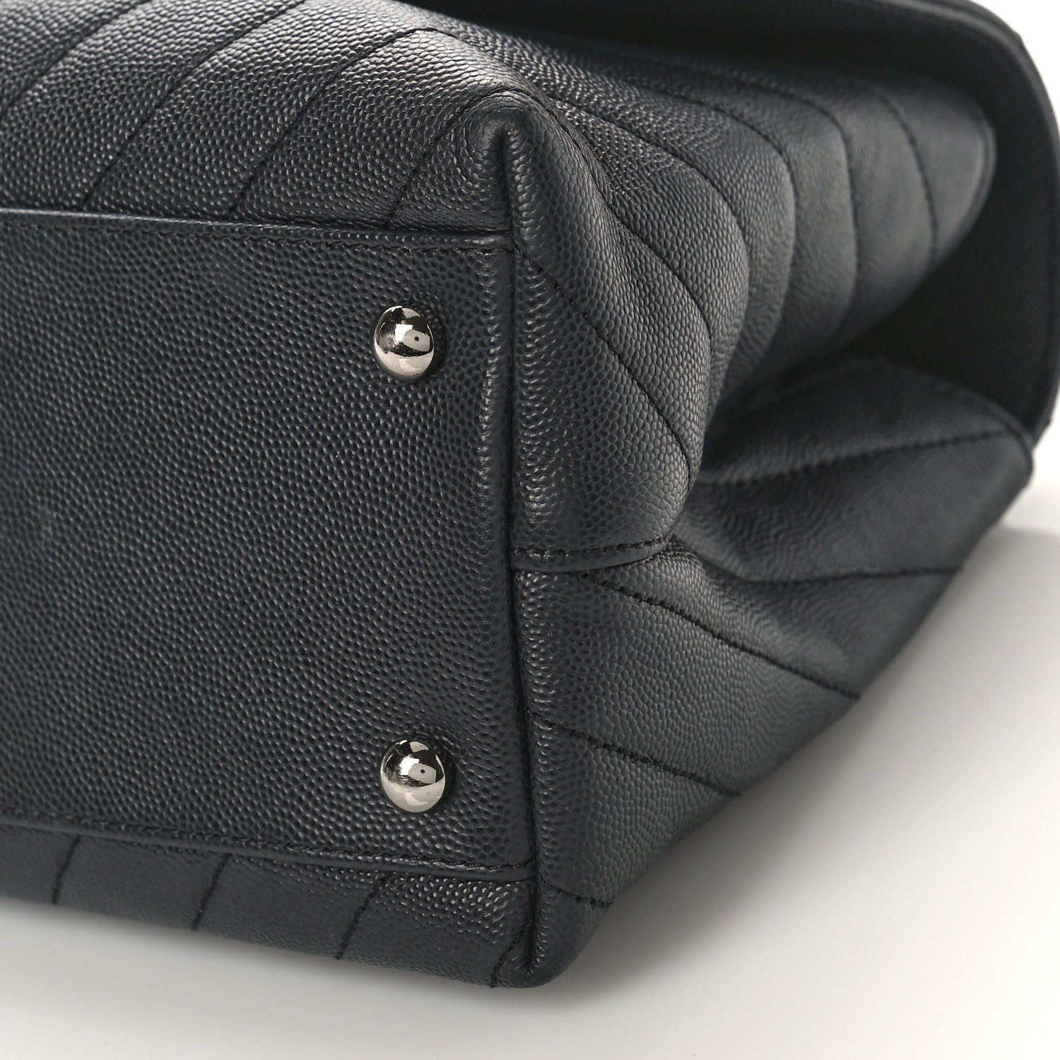 Chanel Caviar Chevron Quilted Small Coco Handle Flap Dark Grey 9 of 9