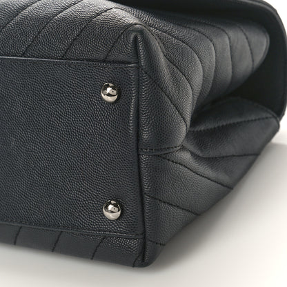 Chanel Caviar Chevron Quilted Small Coco Handle Flap Dark Grey 9 of 9
