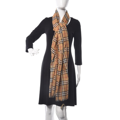 Burberry Wool Silk Gauze Vintage Check Scarf Antique Yellow 2 of 5