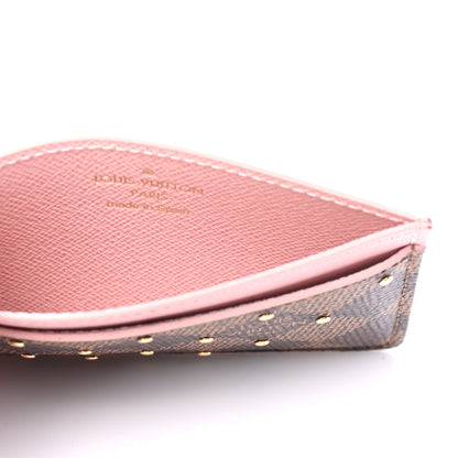 Louis Vuitton Damier Ebene Studded Card Holder Rose Ballerine 4 of 5