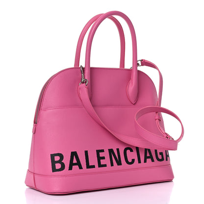 Balenciaga Signature Grained Calfskin Logo M Ville Top Handle Bag Rose Bubblegum Black 3 of 12
