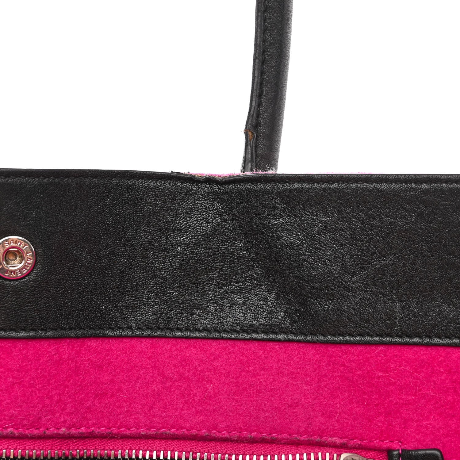Saint Laurent Wool Rive Gauche Tote Fuchsia 12 of 15