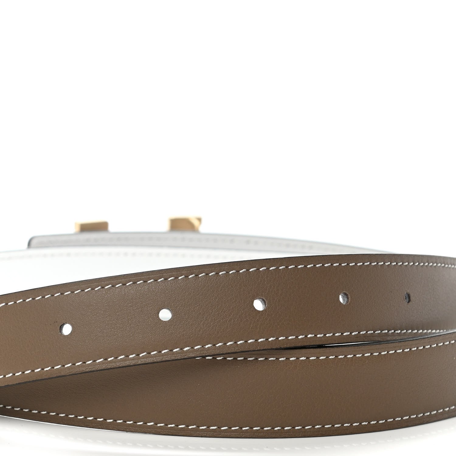 Hermes Swift Epsom Lizard 24mm Mini Constance H Belt 85 Etoupe White 3 of 6