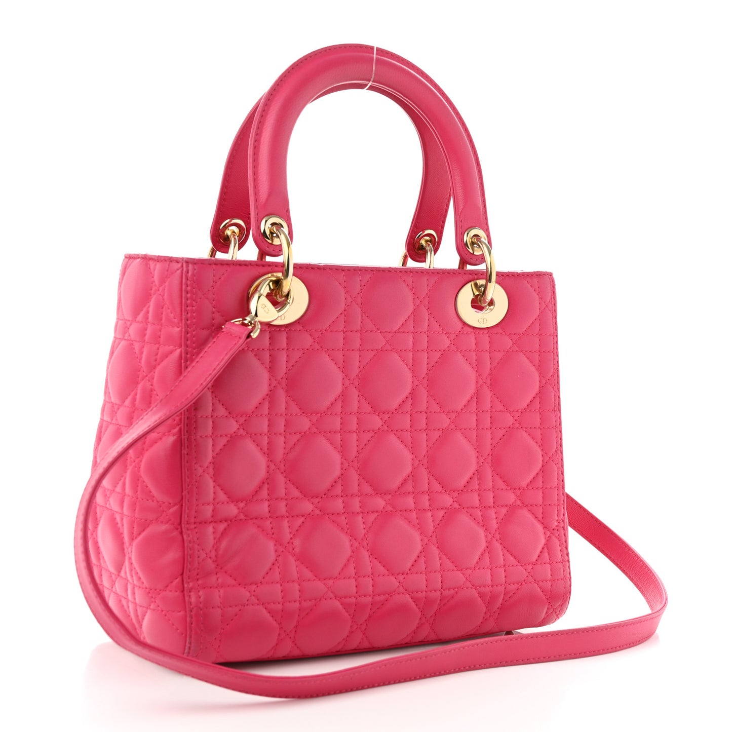 Lambskin Cannage Medium Lady Dior Fuchsia