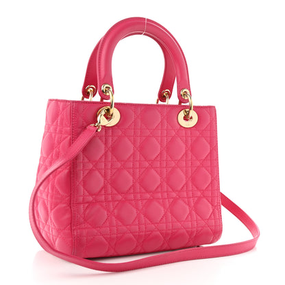 Christian Dior Lambskin Cannage Medium Lady Dior Fuchsia 3 of 11