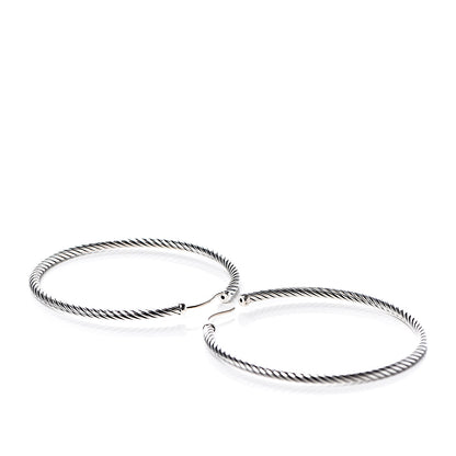 David Yurman Sterling Silver Extra Large Cable Classics Hoop Earrings 4 of 5