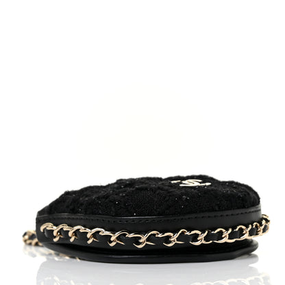 Chanel Tweed Quilted Tray Coin Purse With Chain Black 3 of 7