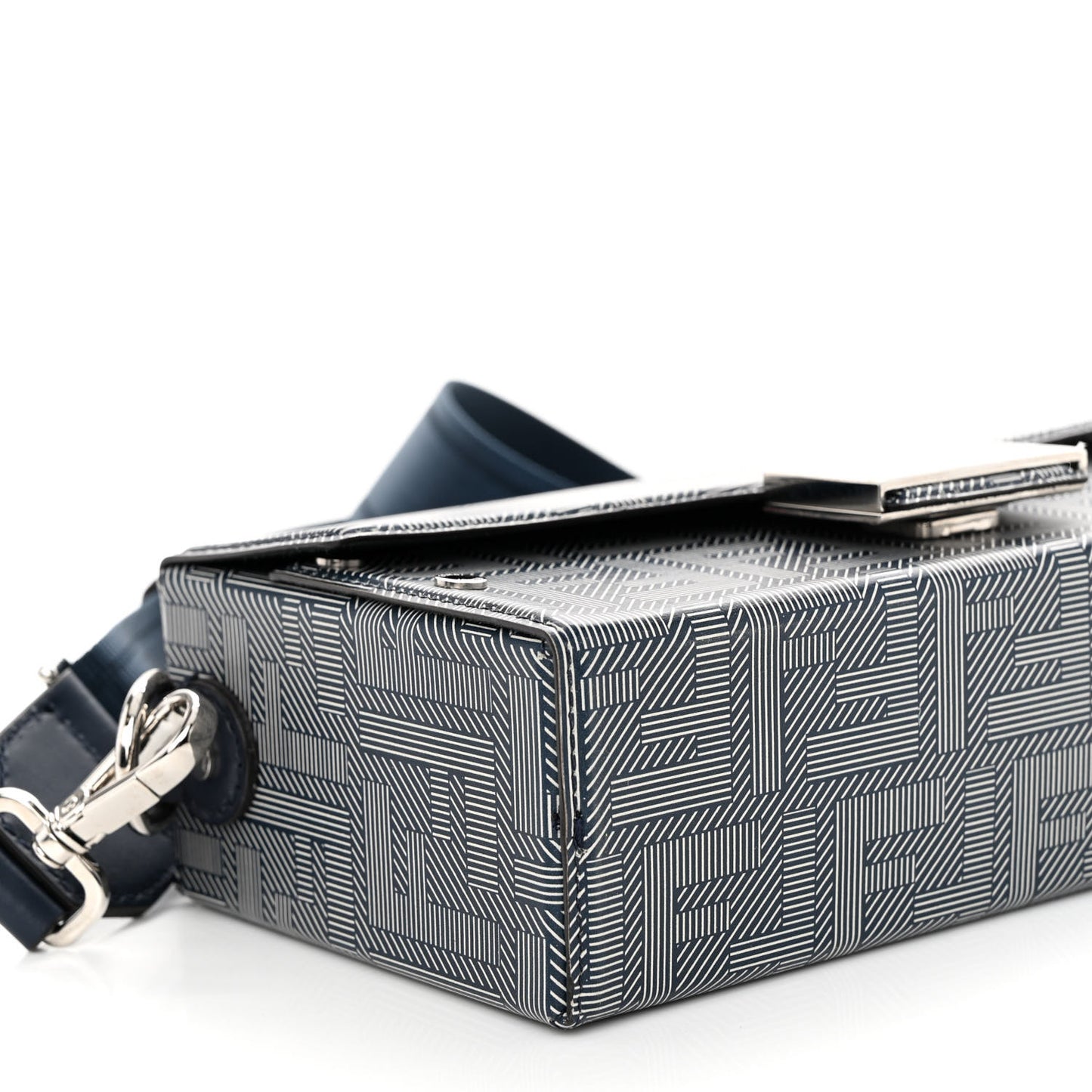 Vitello King FF Lines Embossed Bi-Color Baguette Soft Trunk Ghiaia Blue Mirto