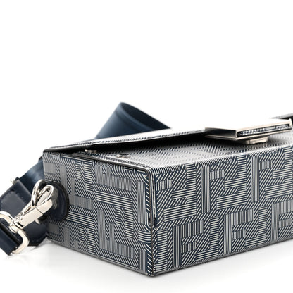 Fendi Vitello King FF Lines Embossed Bi-Color Baguette Soft Trunk Ghiaia Blue Mirto 8 of 9