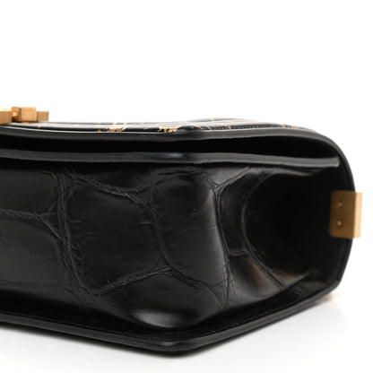 Chanel Calfskin Crocodile Embossed Graffiti Cocodile Medium Boy Flap Black 10 of 10