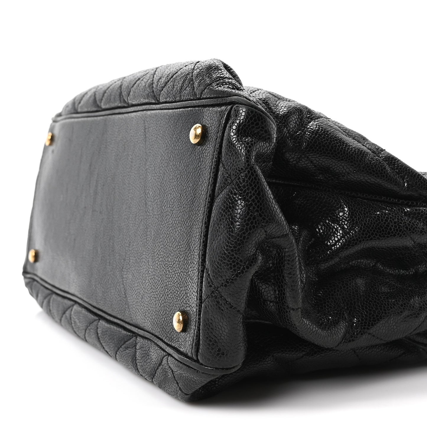 Glazed Caviar Quilted Small Shiva Tote Tote Black