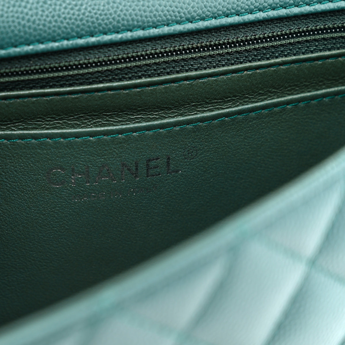 Caviar Quilted Mini Rectangular Flap Dark Green