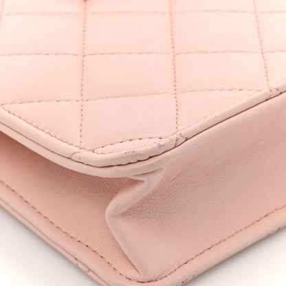Chanel Lambskin Quilted CC Pouch Wristlet Pink 10 of 14