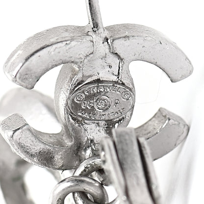 Chanel Crystal CC Bow Dangle Earrings Silver 3 of 4