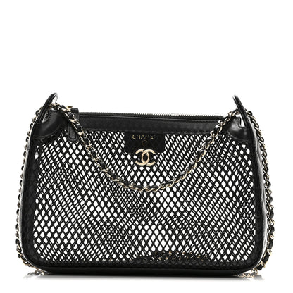Chanel Mesh Shiny Lambskin Clutch With Chain Black 1 of 15
