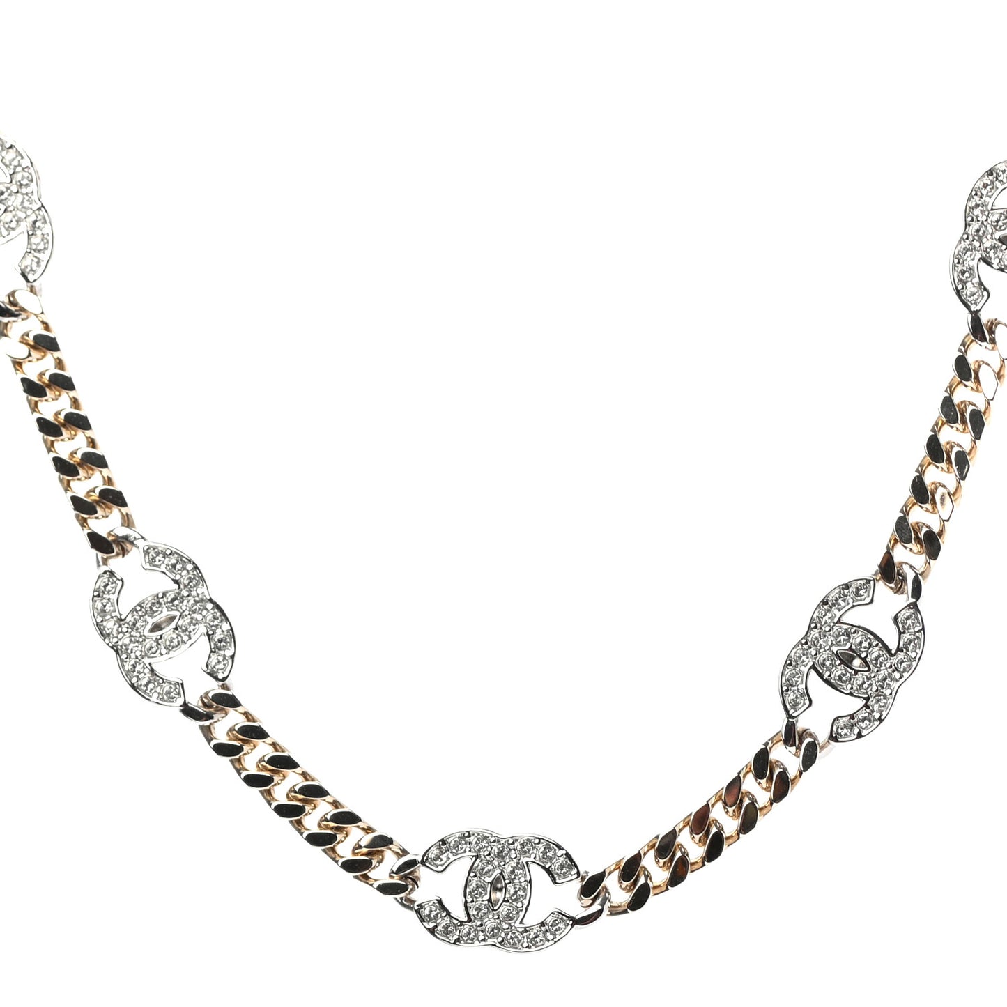 Crystal Chain CC Choker Gold Silver