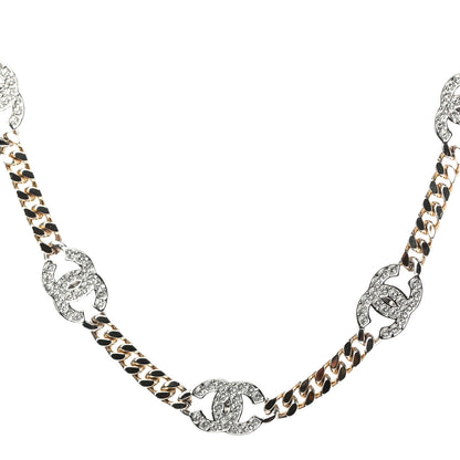 Chanel Crystal Chain CC Choker Gold Silver 1 of 4