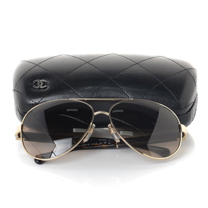 Chanel Lambskin Quilted CC Aviator Sunglasses 4195-Q Brown Gold 8 of 8
