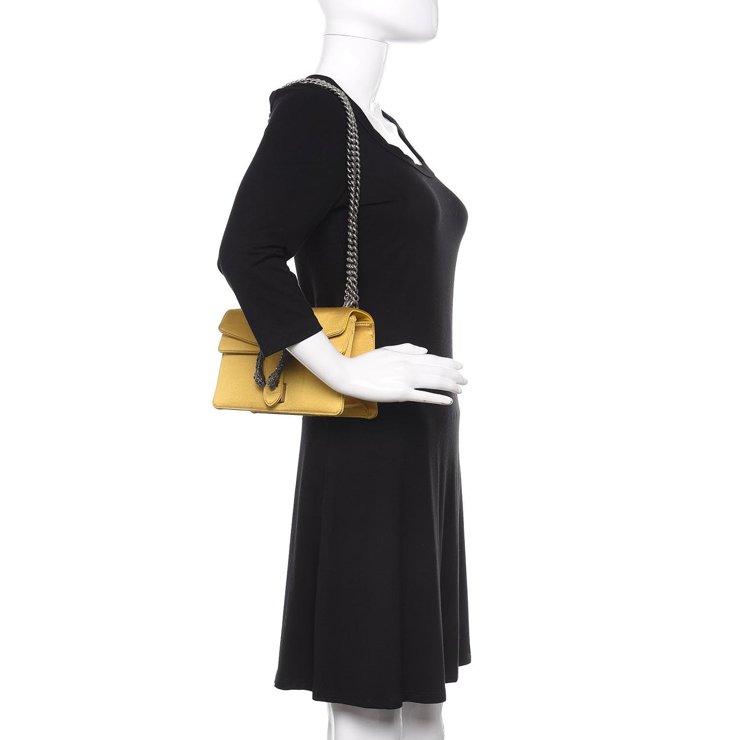 Satin Silk Crystal Small Dionysus Shoulder Bag Gold Black Diamond