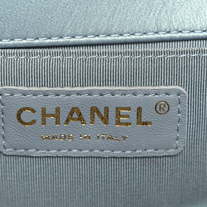 Chanel Iridescent Patent Calfskin Quilted Medium Boy Flap Light Blue 6 of 13