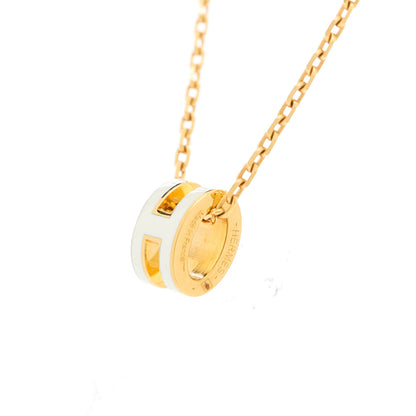 Hermes Lacquered Gold Mini Pop H Pendant Necklace White 4 of 4