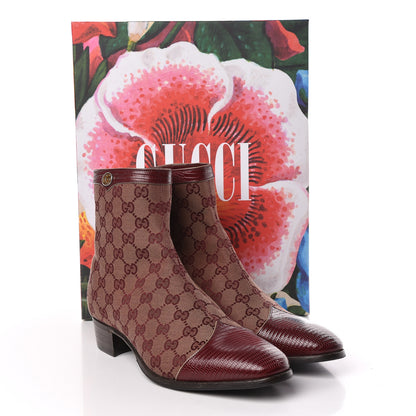 Gucci GG Monogram Lizard Mens GG Ankle Boots 9 Sahara Rubino Bright Bordeaux 11 of 12