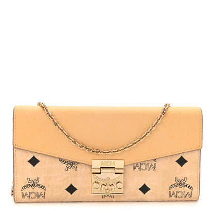 MCM Visetos Calfskin Large Patricia Wallet On Chain Beige 1 of 9