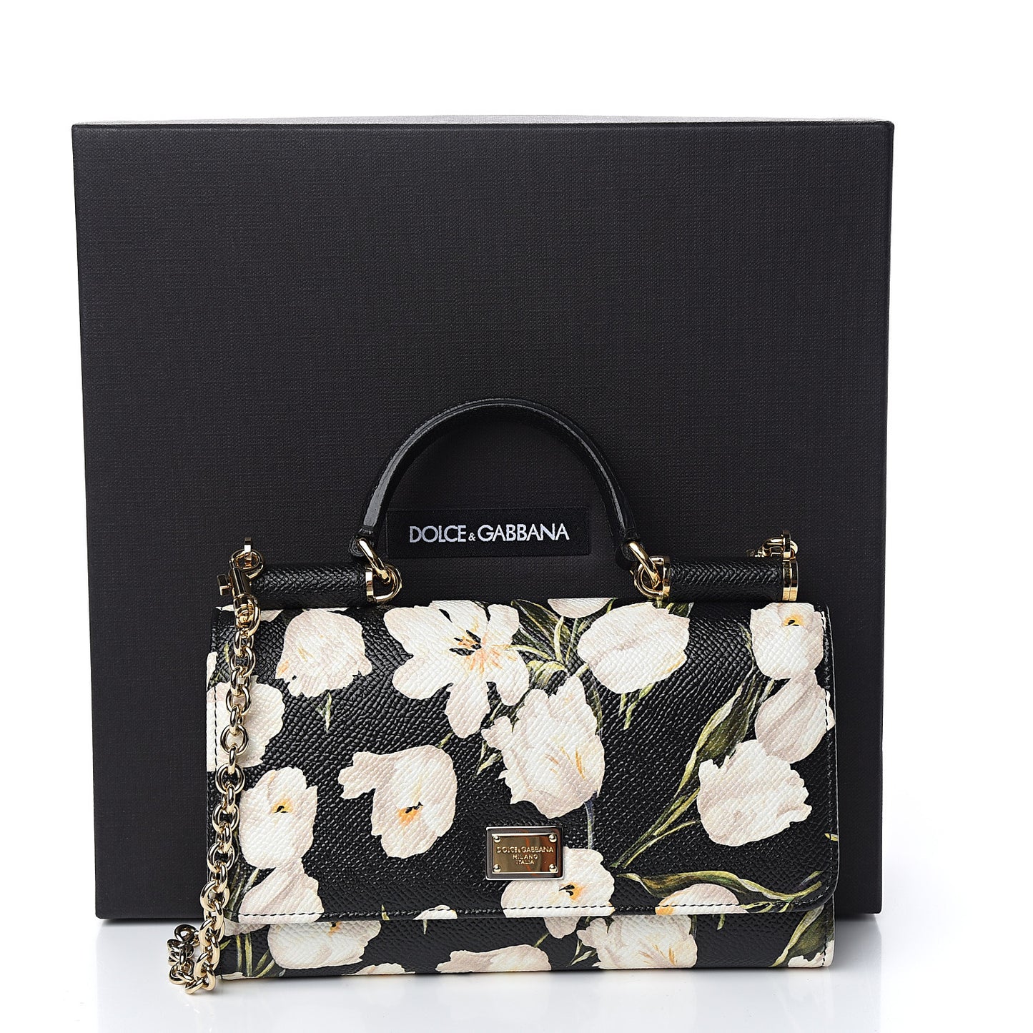 Dauphine Tulip Print Mini Von Bag Black