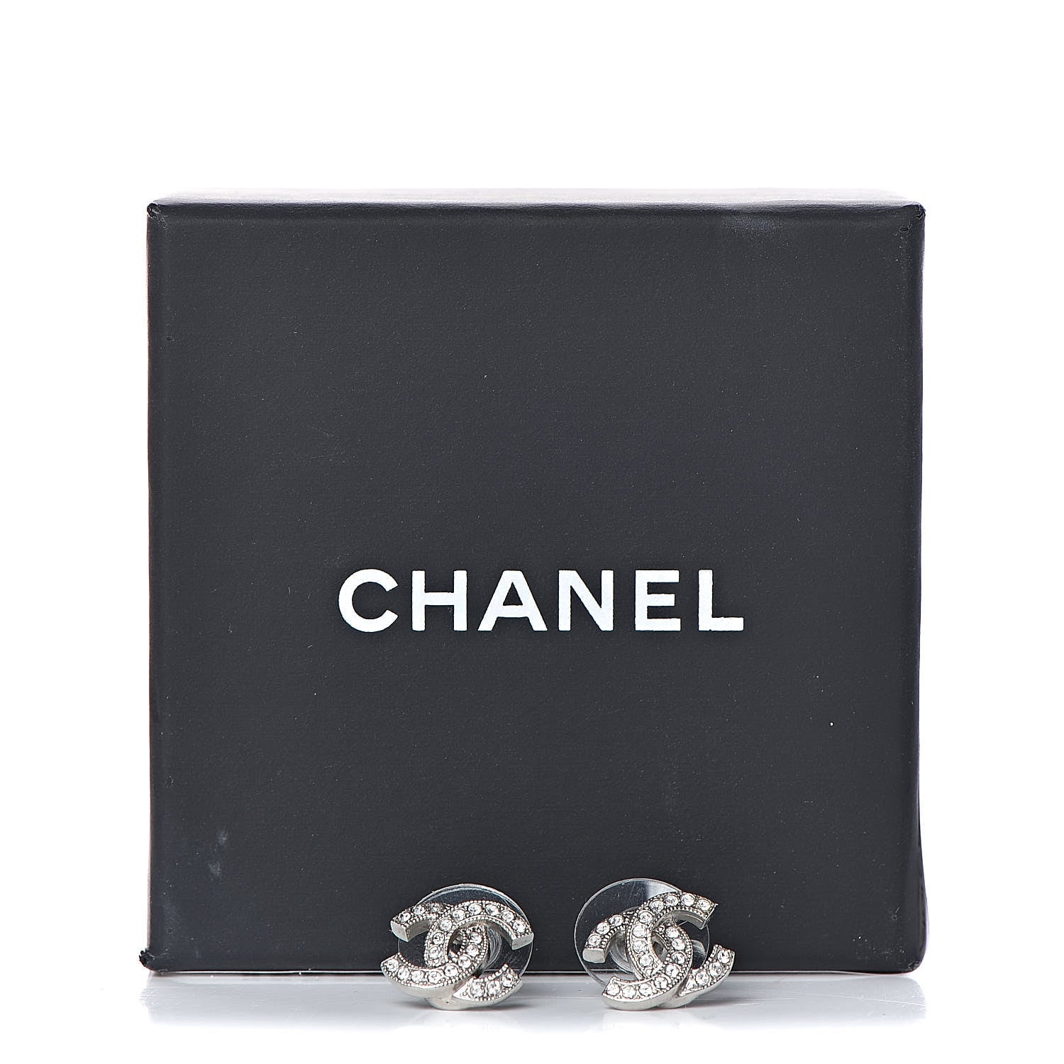 Chanel Crystal CC Earrings Silver 5 of 5