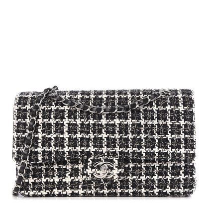 Chanel Tweed Quilted Medium Double Flap Black White 1 of 10